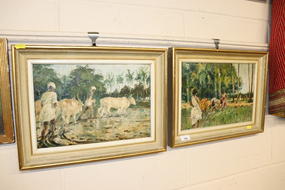 Two oil on canvas's of Colonial Indian scenes
