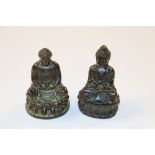 Two small bronzed Buddhas