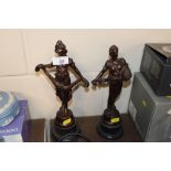 A pair of spelter figures