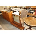 A wicker elbow chair; and an oak dressing table mi