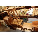 An oak top and pitch pine plant stand; a side tabl