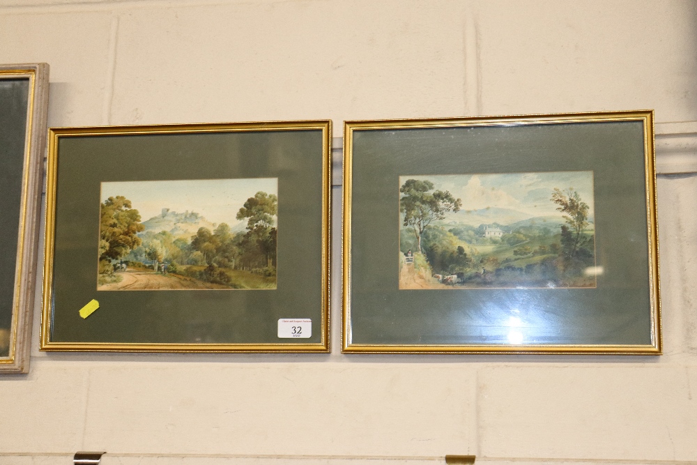 A pair of English school watercolours