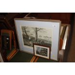 Three framed hunting prints