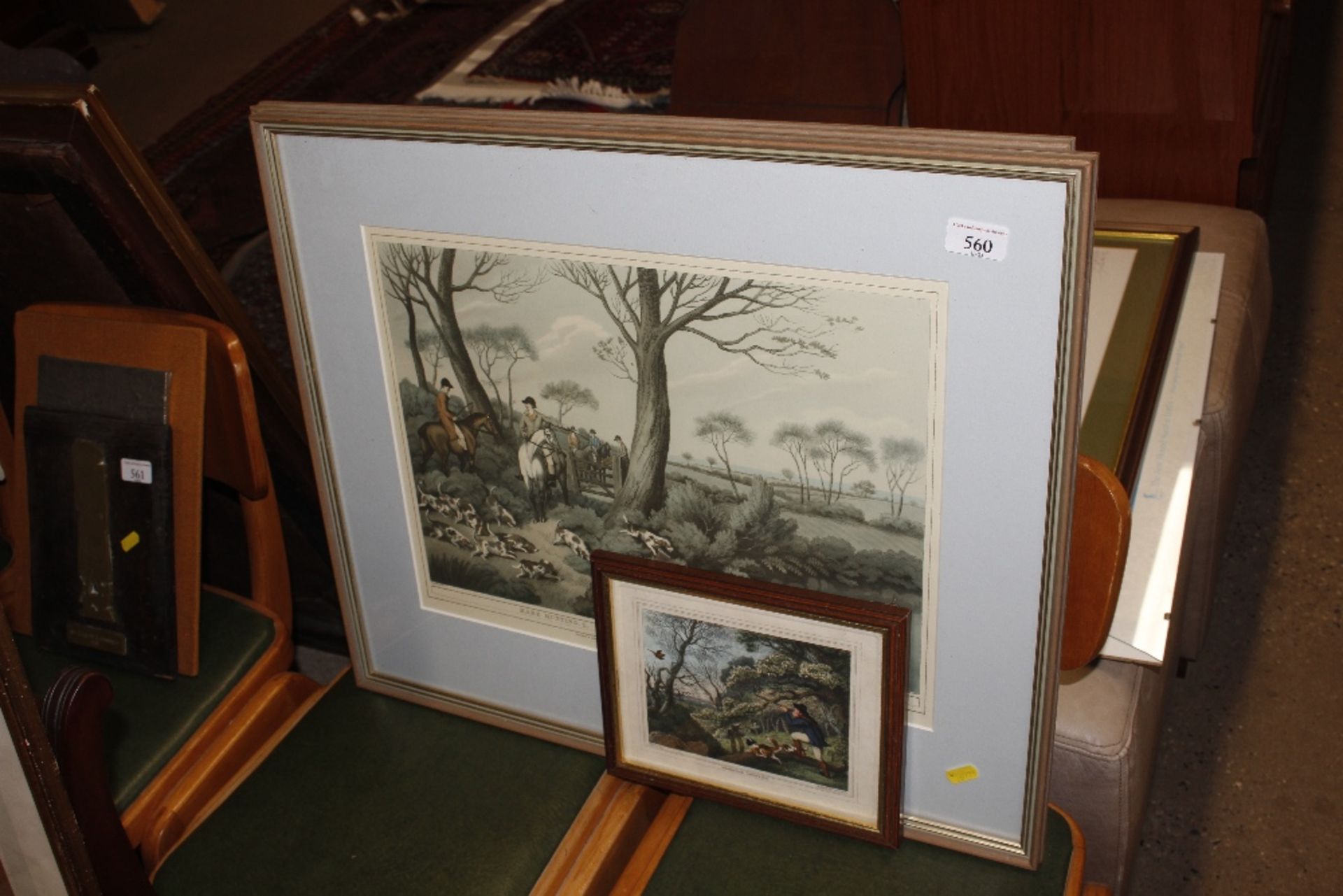 Three framed hunting prints