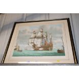 A pencil signed print "The Mary Rose Off South Sea
