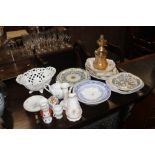 A quantity of various china to include glass table