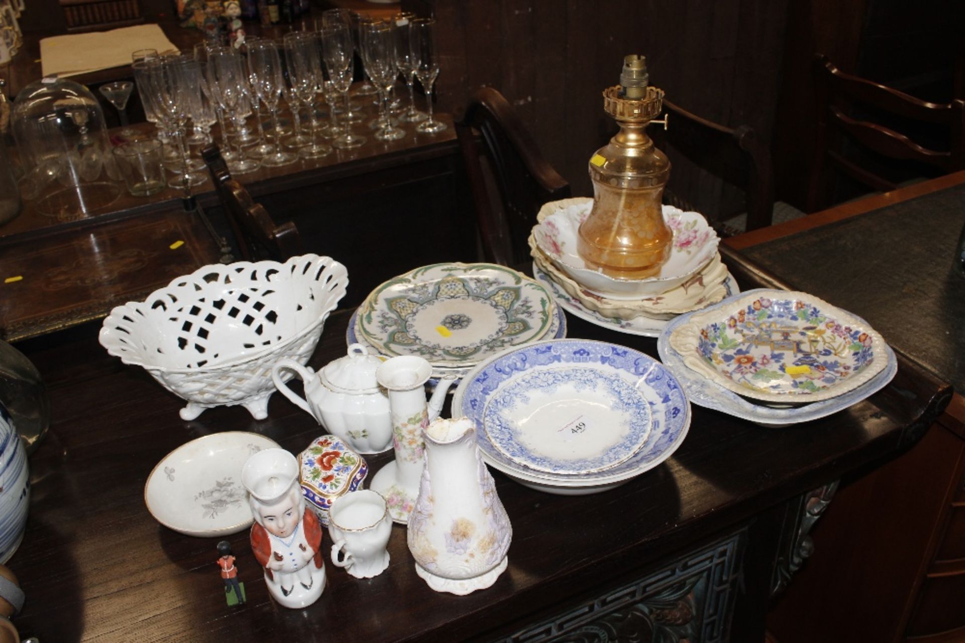 A quantity of various china to include glass table