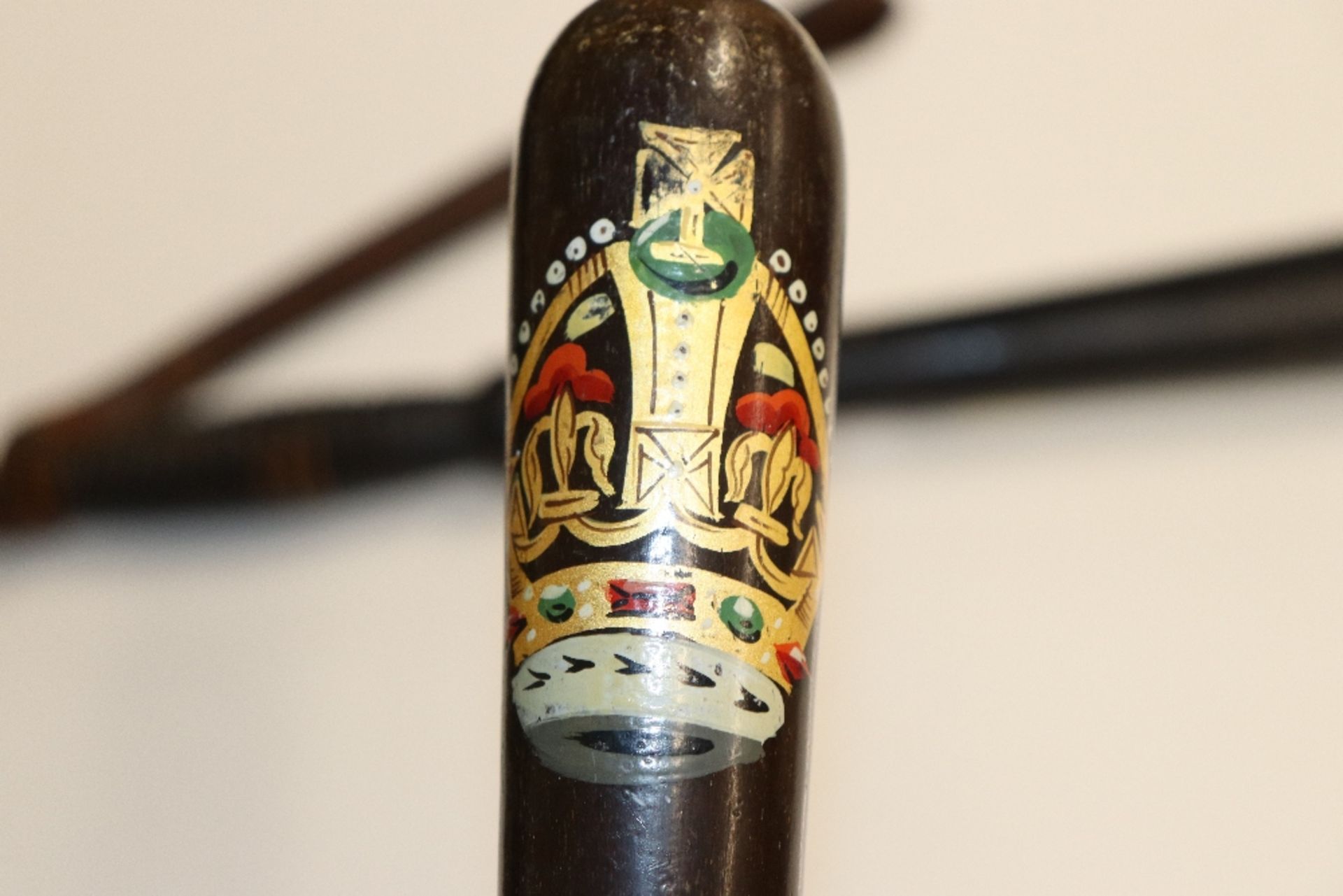 Two wooden truncheons, one with painted decoration - Image 2 of 7