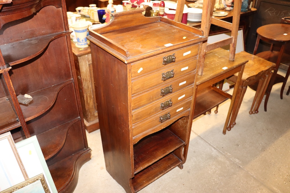 A mahogany music chest fitted five drawers