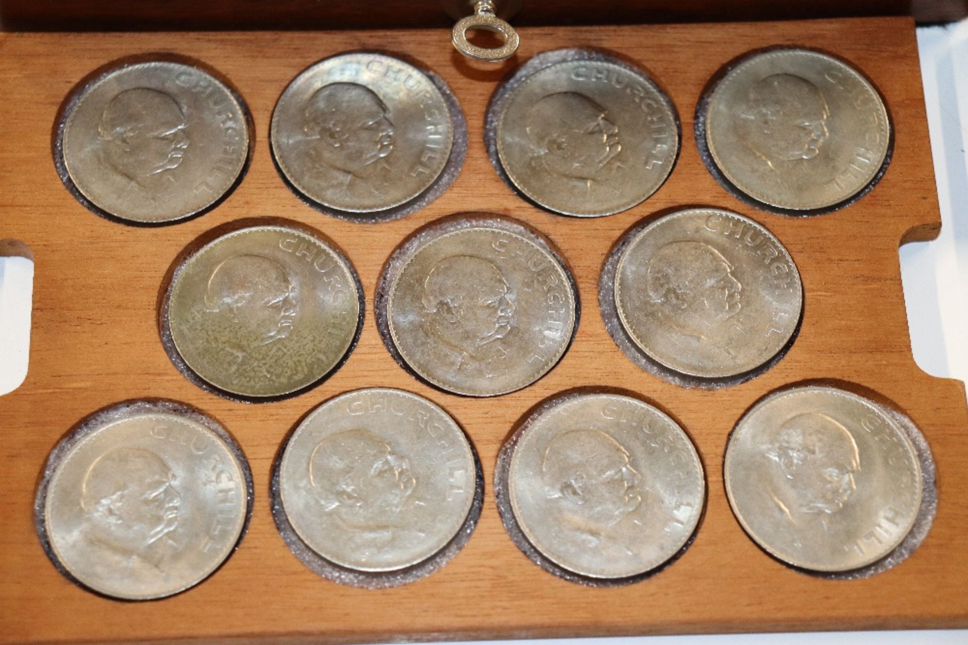 A box containing Churchill crowns, 1 shilling piec - Image 4 of 5