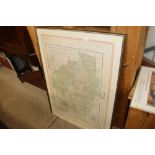 A circa 1940's map of Calcutta contained in frame