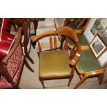 A mahogany cheque band inlaid corner chair