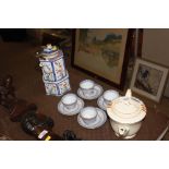A quantity of Oriental teaware and a Tudor tea pot