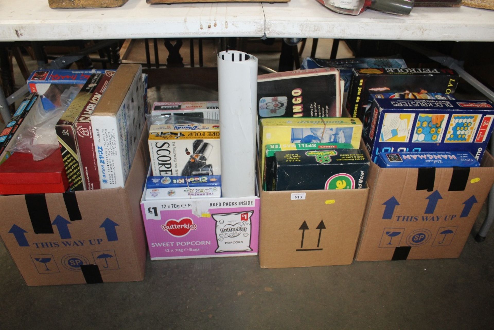 Four boxes of various board games