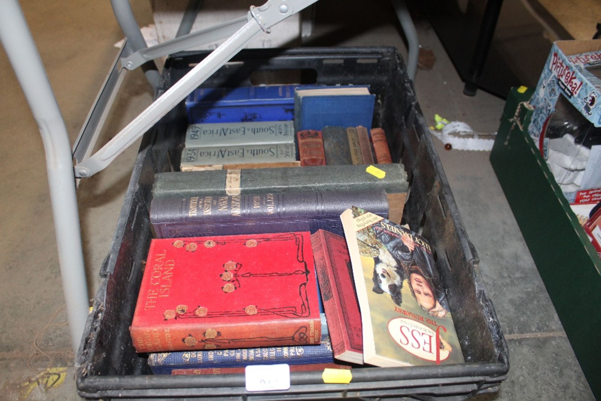 A box of various books