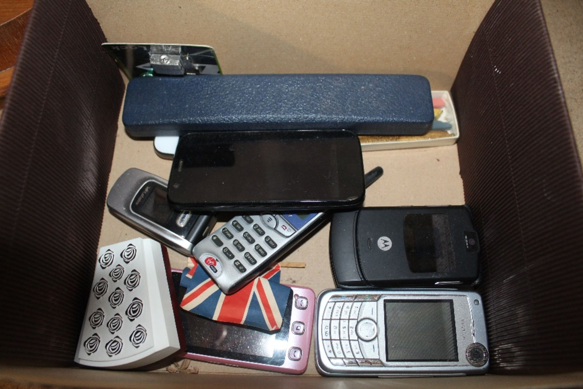 A box of mobile phones