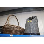 A wicker basket and bag