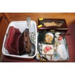 Three boxes containing various costume jewellery;