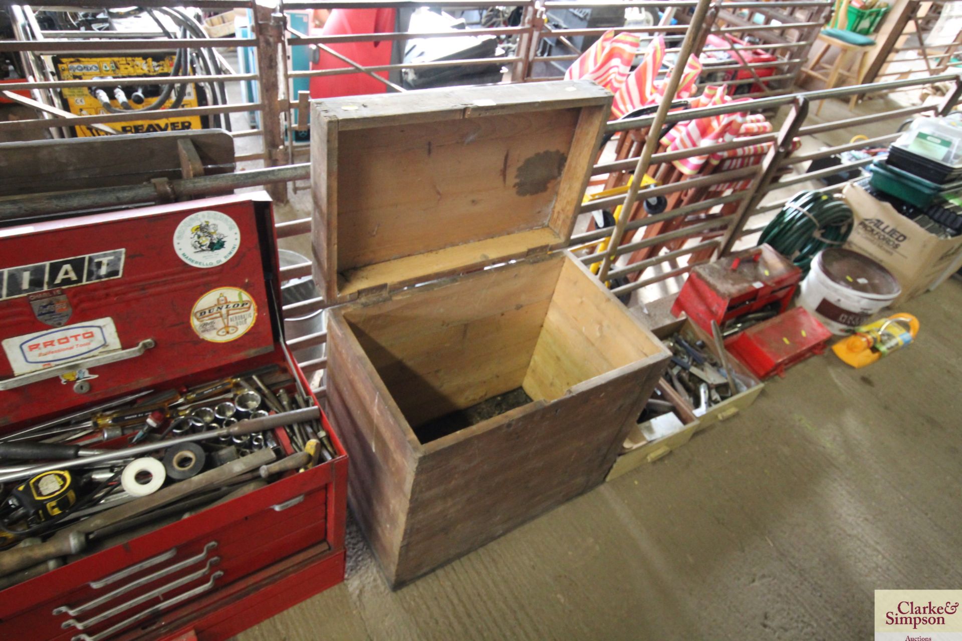 A wooden storage crate