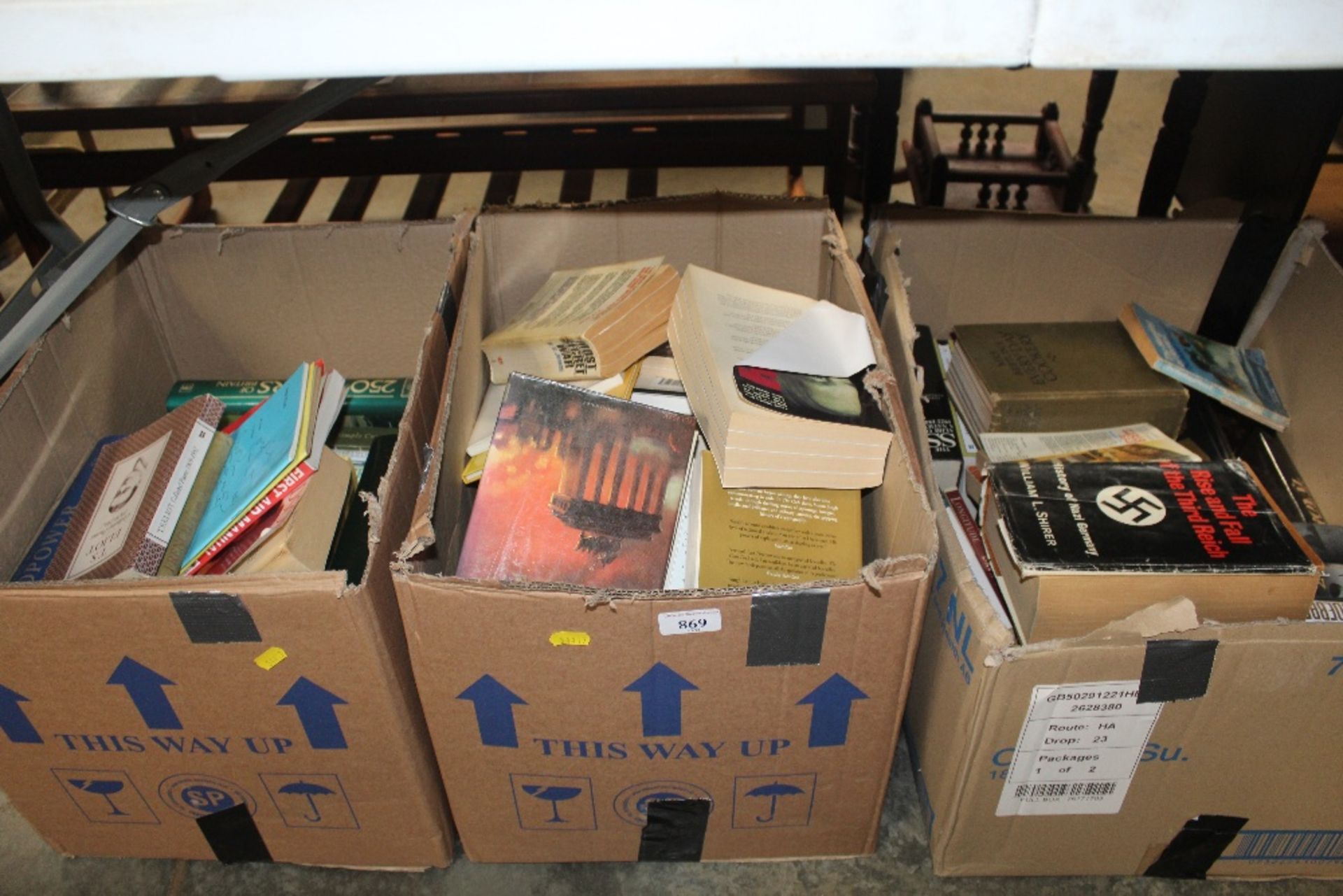 Three boxes of books