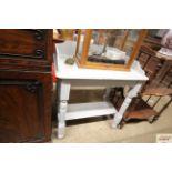 A blue painted pine washstand