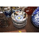 Six Oriental decorated bowls