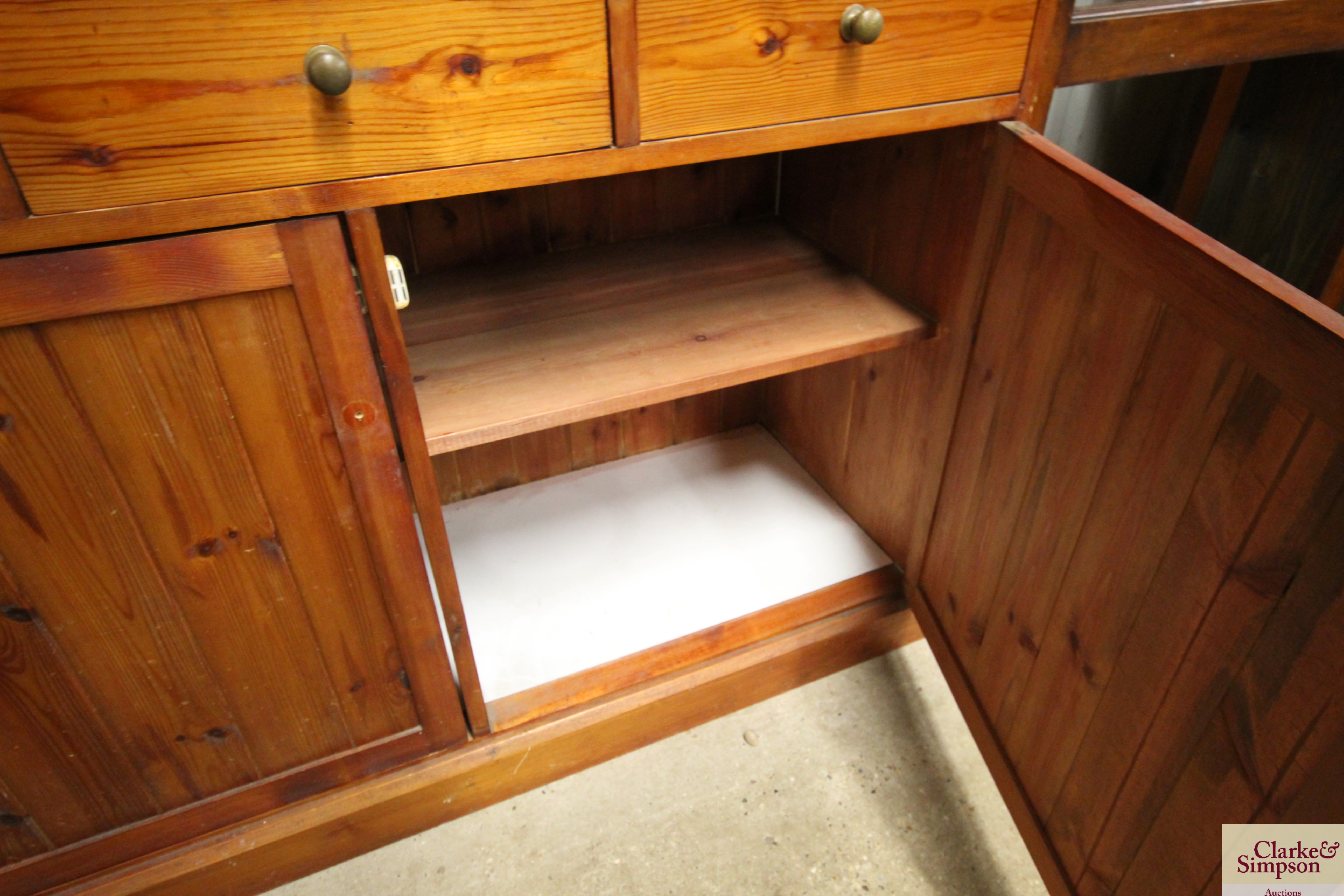 A pine dresser fitted three drawers raised on cupb - Image 6 of 6