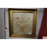 A framed embroidery on silk