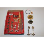 A box of costume jewellery to include Pandora styl