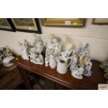 A quantity of Parian ware jugs, busts, vases and o