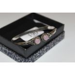 A 925 Sterling silver and rose quartz bangle