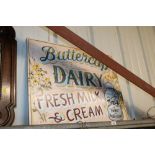 A wooden dairy sign