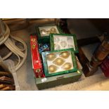 A box of miscellaneous Christmas decorations