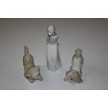 A Lladro style figurine and Spanish porcelain mode