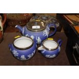 A Wedgwood jasperware three piece tea set