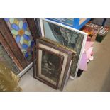 A quantity of various prints; gilt picture frame;