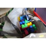 A bag containing Mega Blocks