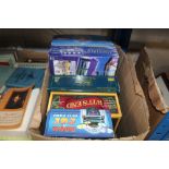 A box of various board games