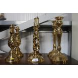 Three pairs of brass table lamp bases