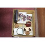 A box of assorted costume jewellery to include cuf