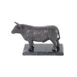 A bronzed model of a bull, 17cm high