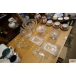 A quantity of moulded glassware including a cake s