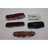 Five assorted multi bladed pen knives