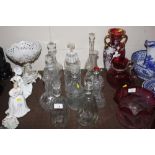 A collection of eleven various decanters