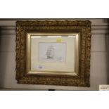 A picture of clipper ships in gilt frame