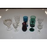 A collection of 19th Century and later wine glasse