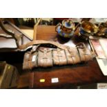 A vintage leather five pouch cavalry bandolier