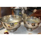 A silver plated half fluted bowl and another with