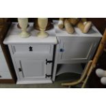 A white painted pot cupboard and a white painted b