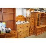 A pine chest fitted three drawers together with tw